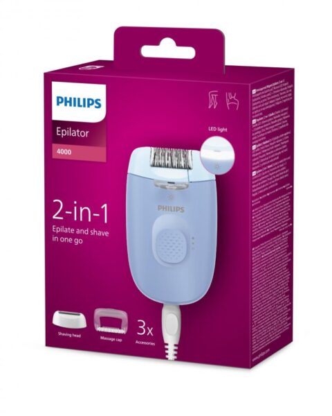 Epilator cu fir PHILIPS Seria 4000 BRE247/00, 2 viteze