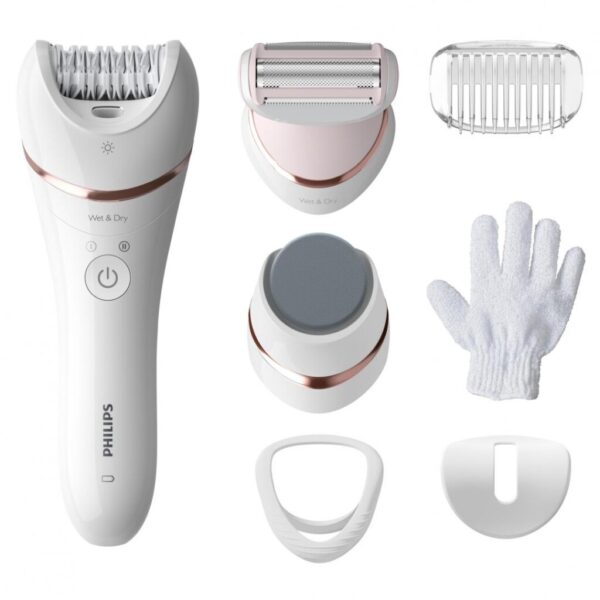 Epilator umed si uscat PHILIPS Seria 8000 BRE730/10, 7 accesorii