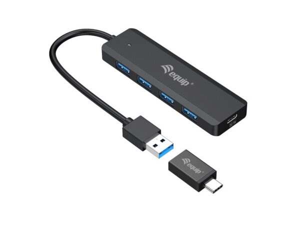 EQUIP 128959 4-Port USB 3.2 Gen 1 Hub with USB-C Adapter - 000000000000128959