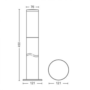 Exterior lighting pole Philips Utrecht, E27, 1x20W, IP44, 45cm - 000008719514417533