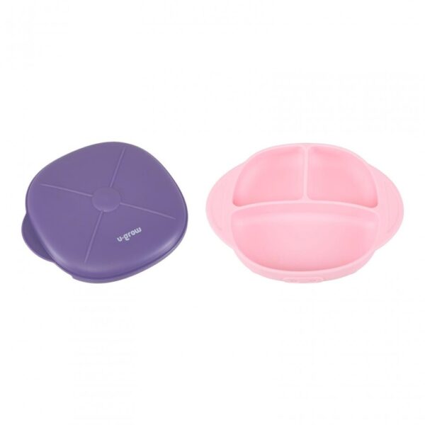 Farfurie silicon cu capac, mov, U-Grow - UG-239PP