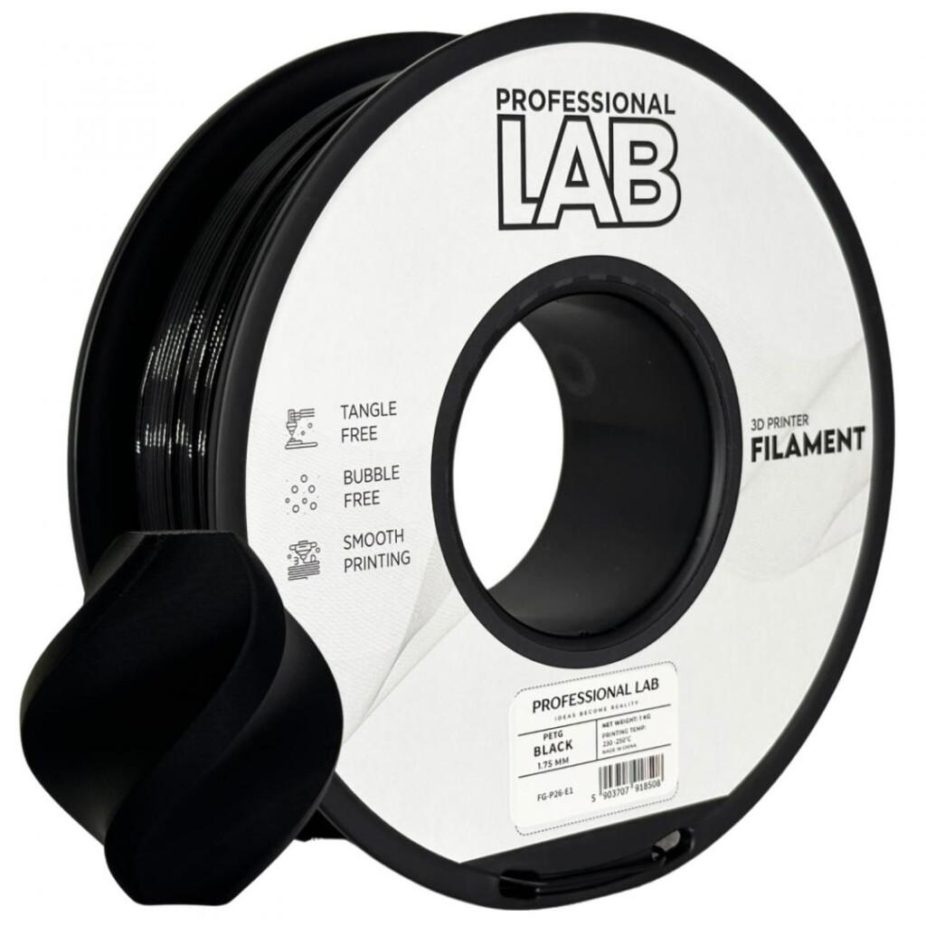 Filament 3D Proffesional Lab, Diamentru 1.75mm, Greutate: 1KG - PETG BLACK | PROF. LAB-01 Filament 3D Proffesional Lab, Diamentru 1.75mm, Greutate: 1KG - PETG BLACK | PROF. LAB - imagine 1