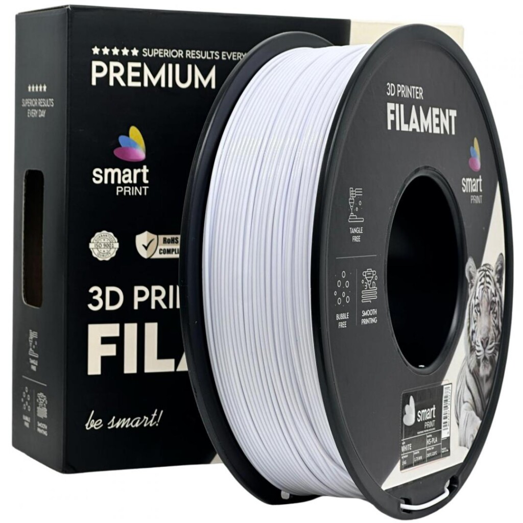 Filament 3D Smart Print, Diamentru 1.75mm, Greutate: 1KG - HS-PLA WHITE | SMART PRINT-01 Filament 3D Smart Print, Diamentru 1.75mm, Greutate: 1KG - HS-PLA WHITE | SMART PRINT - imagine 1