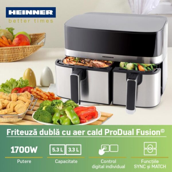 FRITEUZA DUBLA CU AER CALD HEINNER PRODUAL FUSION HAF-H9DB17BKS