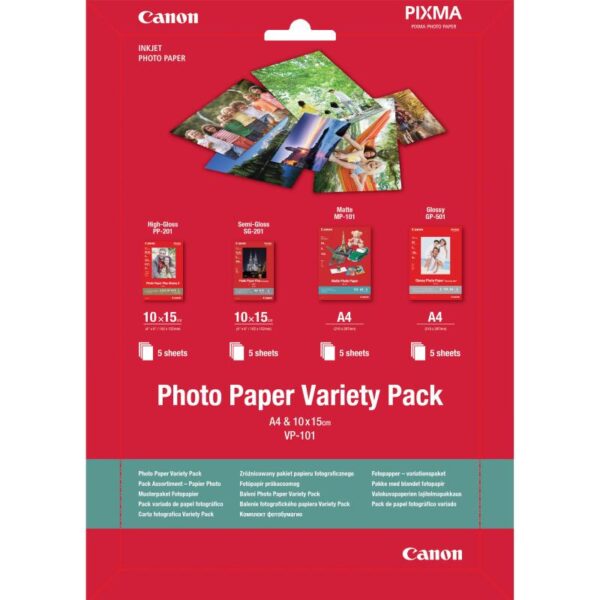 Hartie foto Canon VP-101S Variety Pack, dimensiune 10x15cm - BS0775B079AA