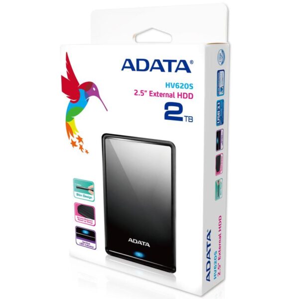 HDD Extern ADATA HV620S, 2TB, Negru, USB 3.1 - AHV620S-2TU31-CBK