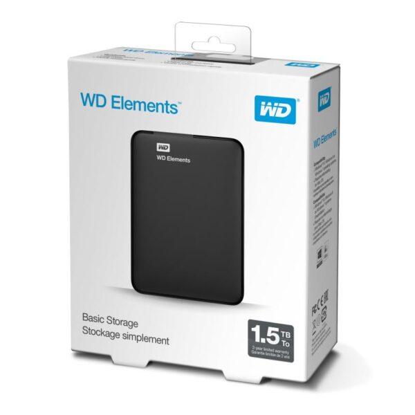 HDD extern WD, 1.5TB, Elements Portable, 2.5", USB3.0, negru - WDBU6Y0015BBK-WESN