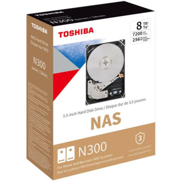 HDD intern Toshiba, 3.5", 8TB, N300, SATA3, 7200rpm, 128MB - HDWG480UZSVA