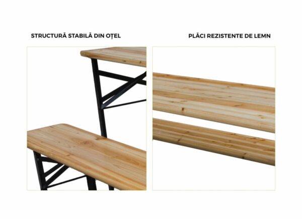 HEINNER SET MASA CU 2 BANCI LEMN PLIABILE - DMBL001