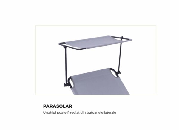 HEINNER SEZLONG CU PARASOLAR 186X55X24CM GRI - DSZP012