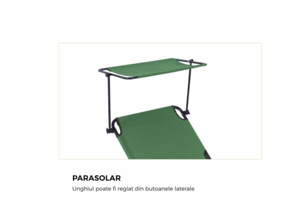 HEINNER SEZLONG CU PARASOLAR 186X55X24CM VERDE - DSZP011
