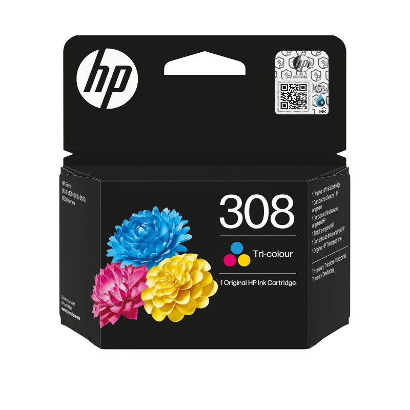 HP 308 Tri-color Original Ink Cartridge. Colour ink type - 7FP20UE#CE1 - imagine 1