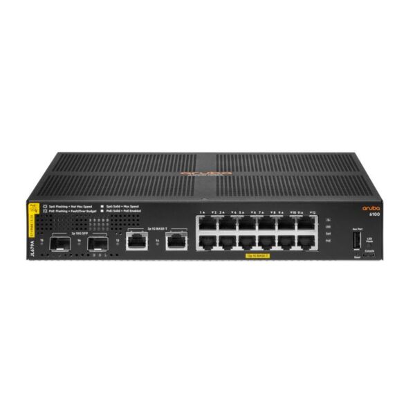 HPE Aruba Networking CX 6100 12G Class4 PoE 2G/2SFP+ 139W Switch - JL679A