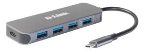 Hub D-Link USB 5 in 1, 4 porturi + 1 port USB-C cu power delivery - DUB-2340