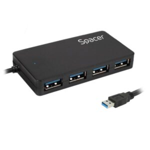 Hub extern Spacer, porturi USB: USB 3.0 x 4, conectare prin USB 3.0 - SPHB-USB-4U30-03