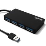 Hub extern Spacer, porturi USB: USB 3.0 x 4, conectare prin USB 3.0 - SPHB-USB-4U30-03