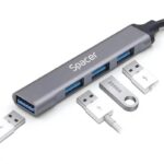 Hub extern Spacer USB 3.0, cablu 1m, aluminiu - SPHB-USB-4U-01