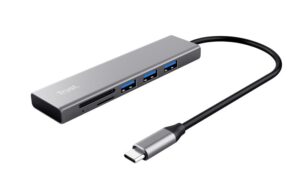 Hub Trust Halyx Cardreader, 3 porturi USB 3.2, gri - TR-24191