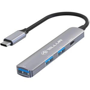 Hub USB 3.1 Tellur, 4 port: 2xUSB 2.0 + 1xUSB-C + 1xUSB 3.0, gri - TLL321051
