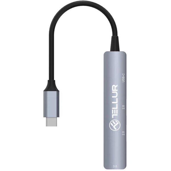 Hub USB 3.1 Tellur, 4 port: 2xUSB 2.0 + 1xUSB-C + 1xUSB 3.0, gri - TLL321051