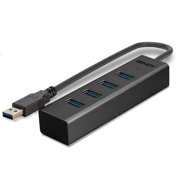 Hub USB Lindy LY-43324, 4 Port, USB 3.0, negru