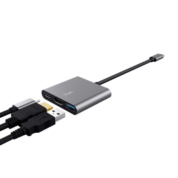 Hub USB Trust Dalyx, 3 porturi USB-C, silver - TR-23772
