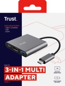 Hub USB Trust Dalyx, 3 porturi USB-C, silver - TR-23772