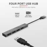 Hub USB Trust Halyx Aluminium, 4 porturi, aluminiu - TR-23786