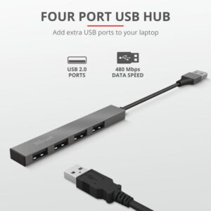 Hub USB Trust Halyx Aluminium, 4 porturi, aluminiu - TR-23786