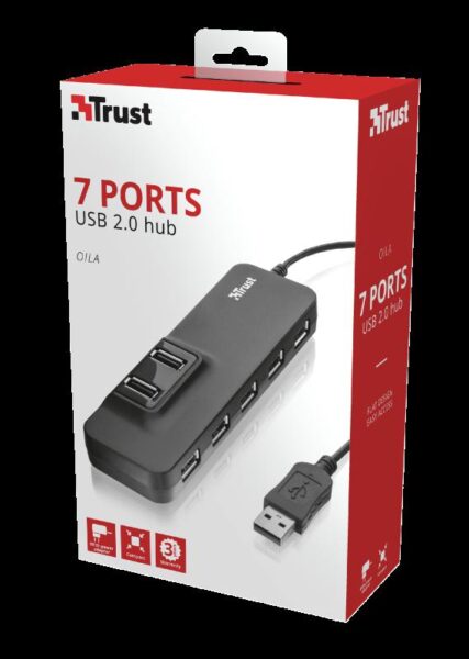 Hub USB Trust Oila, 7 Port USB 2.0, negru - TR-20576