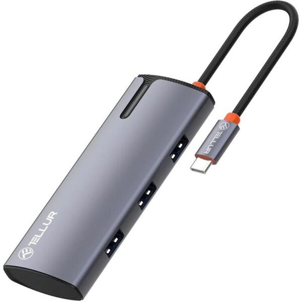 Hub USBC 3.0 Tellur, porturi 1 x HDMI, 3 x USB 3.0, 1 x USB-C - TLL321061