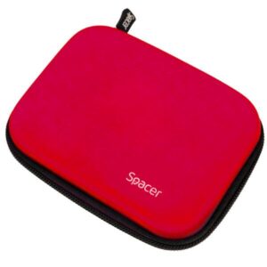 Husa Spacer pentru HDD/SSD 2.5", buzunar intern plasa, rosu - SPHD-001-RD