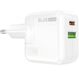 Incarcator retea BLUE Power BC111A 30W/3A 1xUSB-A & 1xUSB-C White - PHA-7348008756943
