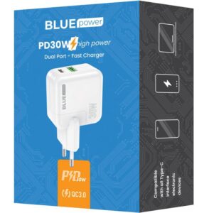 Incarcator retea BLUE Power BC111A 30W/3A 1xUSB-A & 1xUSB-C White - PHA-7348008756943 - imagine 3