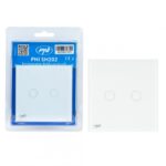Intrerupator dublu cu touch PNI SH202 din sticla, alb cu LED indicator - PNI-SH202