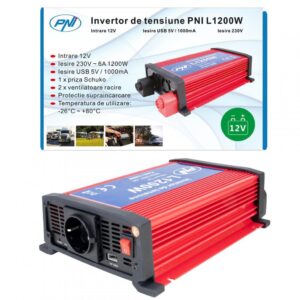 Invertor de tensiune PNI L1200W alimentare 12V iesire 230V - PNI-H1200W12