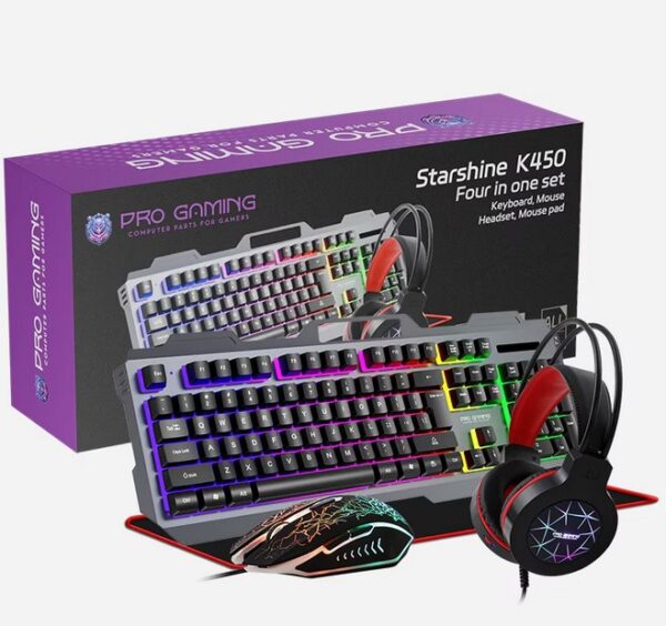 Kit PRO GAMING K450 4IN1 mouse+tastatura+casti+mousepad