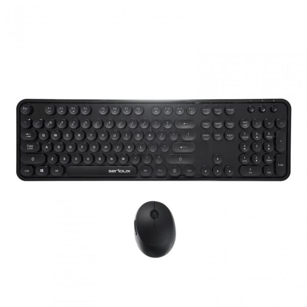 Kit tastatura + mouse Serioux Retro dark 9900BK, wireless 2.4GHz - SRX9900BK