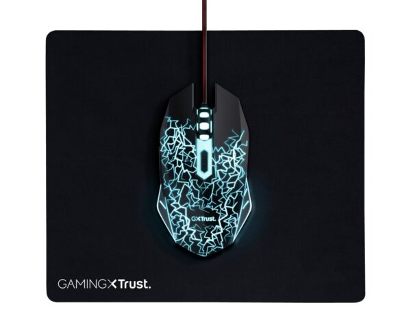 Kit Trust Basics gaming, mouse rezolutie 4000 DPI + mousepad negru - TR-24752