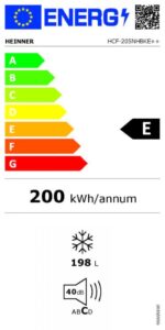 Lada frigorifica Heinner HCF-205NHBKE++, clasa energetica: E