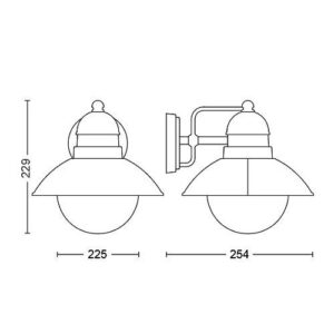 Lampa de perete de exterior Philips Vintage, Maro, Aluminiu si Sticla - 000008718696176832