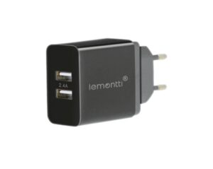 Lemontti Incarcator Retea 2.4A 2 porturi USB-A Negru - LIR2UN24A