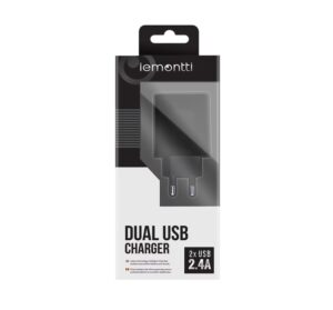 Lemontti Incarcator Retea 2.4A 2 porturi USB-A Negru - LIR2UN24A