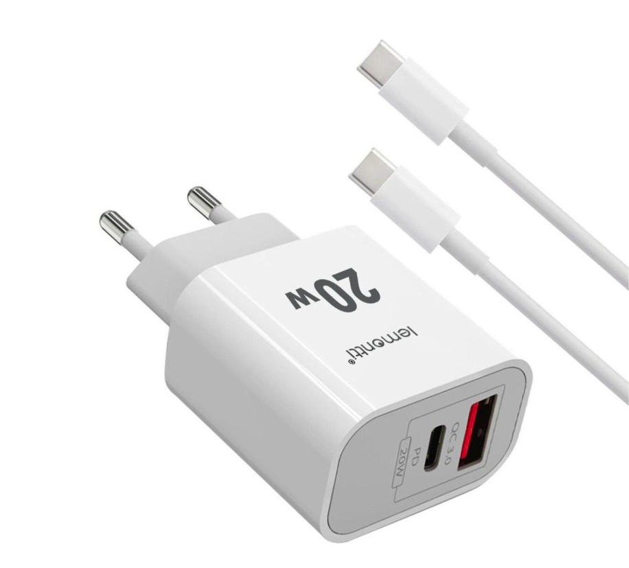 Lemontti Set Incarcator Retea Fast Charge 20W 1 - LIRFCQCPD20WA-01 Lemontti Set Incarcator Retea Fast Charge 20W 1 - LIRFCQCPD20WA - imagine 1