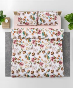 Lenjerie dubla 100% bumbac, 4 piese, Aziz - HR-4BED-132-AZIZ