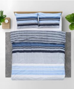 Lenjerie dubla, 100% bumbac, 4 piese, Azul - HR-4BED-132-AZUL