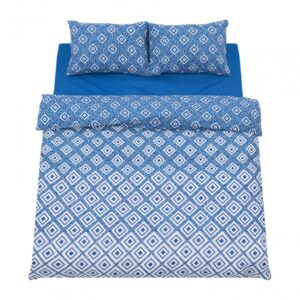 Lenjerie dubla 100% bumbac 4 piese, Blu - HR-DBL132-BLU