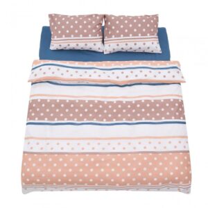 Lenjerie dubla 100% bumbac 4 piese, Polka - HR-DBL132-PLK