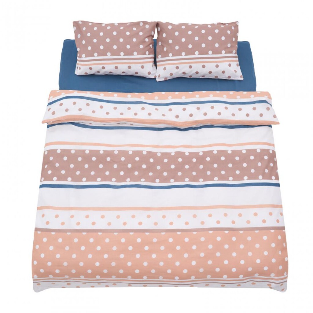 Lenjerie dubla 100% bumbac 4 piese, Polka - HR-DBL132-PLK-01 Lenjerie dubla 100% bumbac 4 piese, Polka - HR-DBL132-PLK - imagine 1