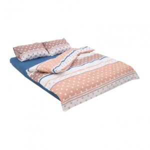 Lenjerie dubla 100% bumbac 4 piese, Polka - HR-DBL132-PLK